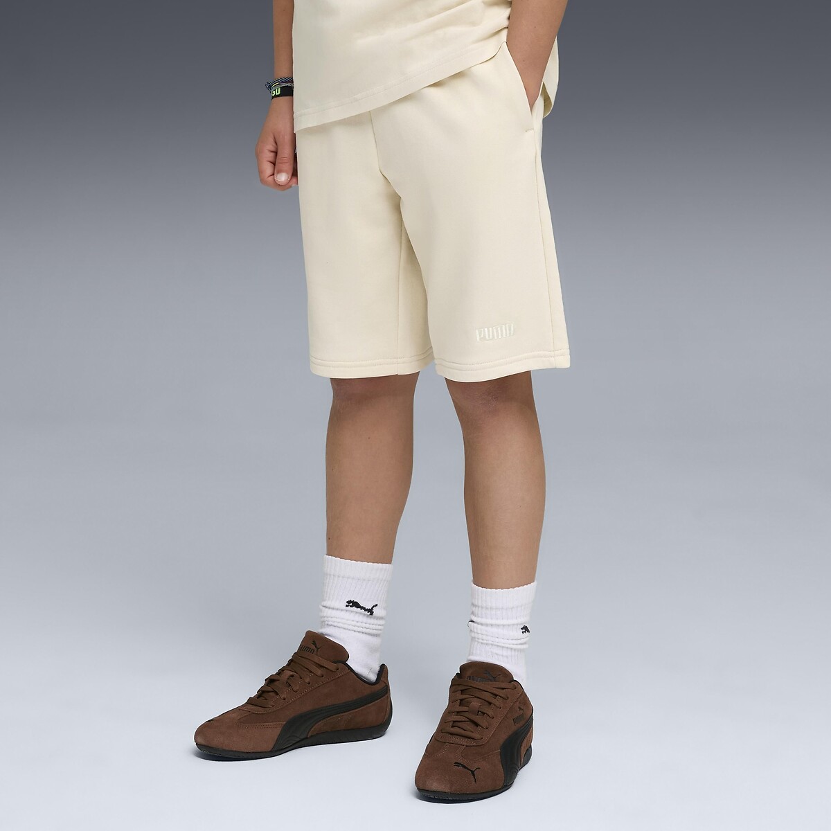 Short en molleton non gratté beige, PUMA