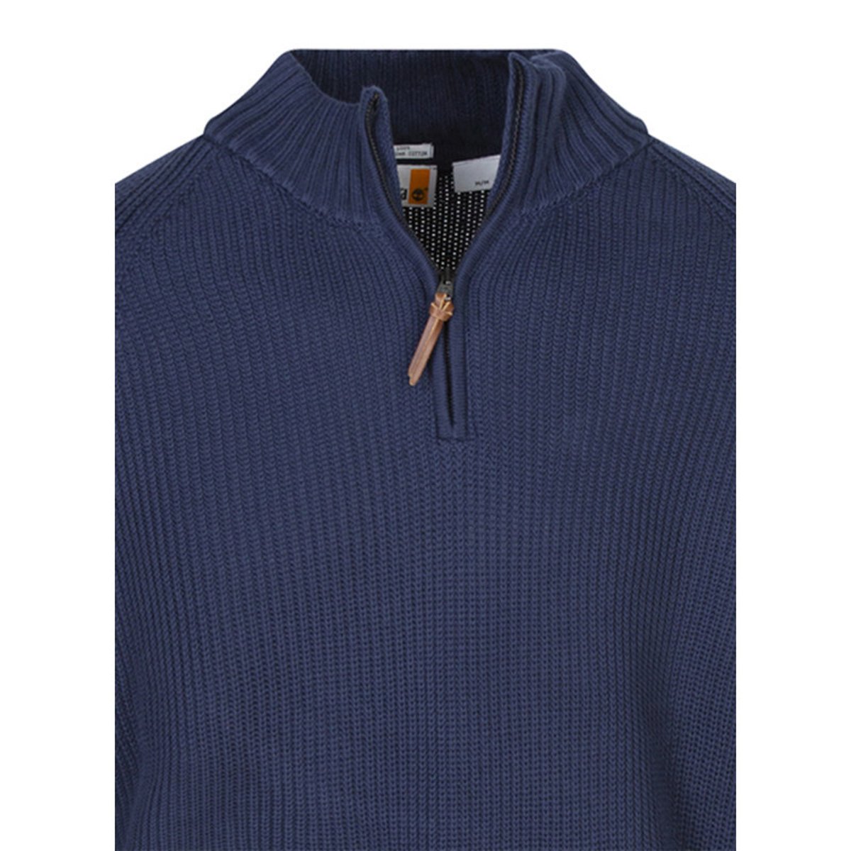 Pull en coton marine uni avec une coupe droite et un col camionneur marine, TIMBERLAND