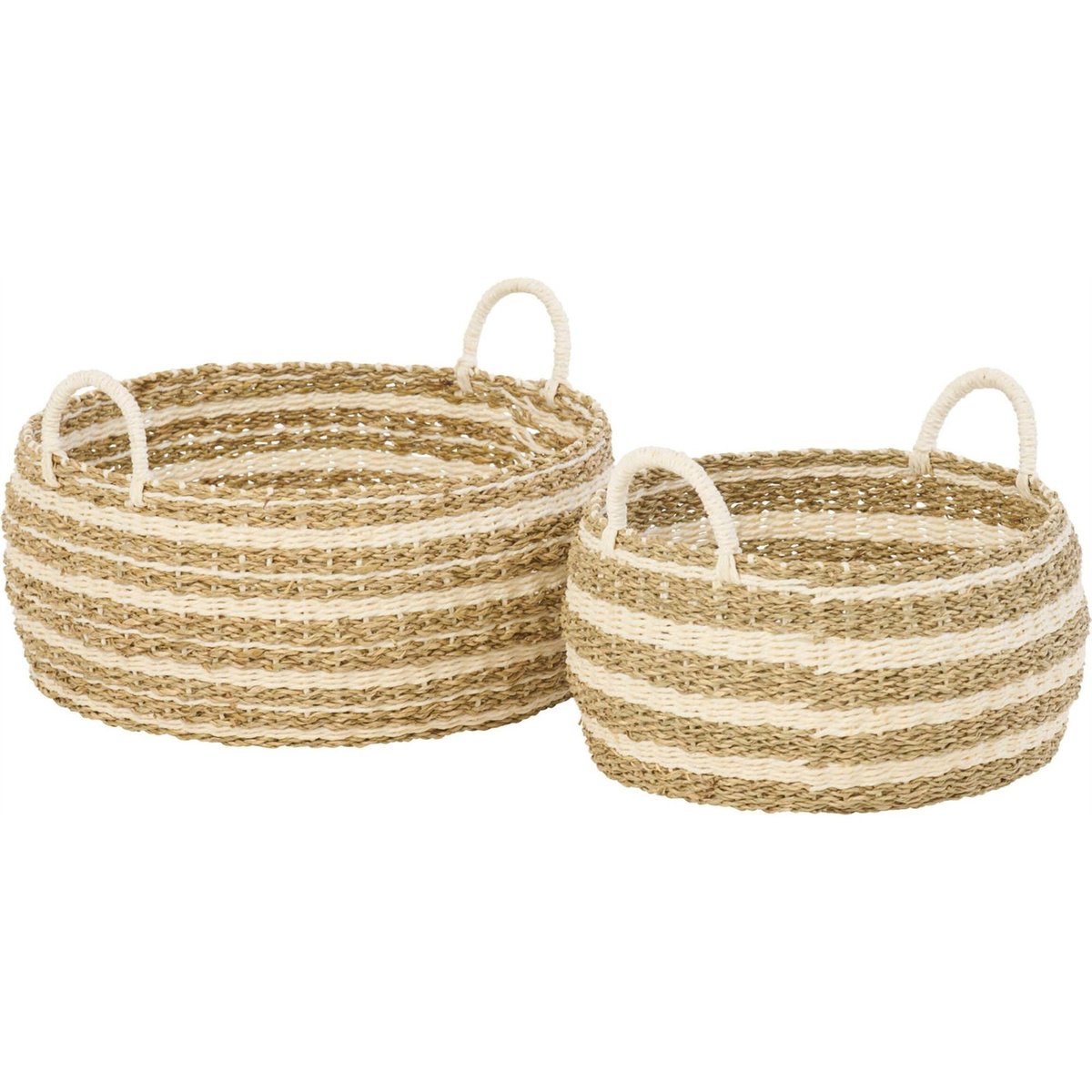 Set de 2 paniers en papier tressé blanc et naturel, RECOLLECTION