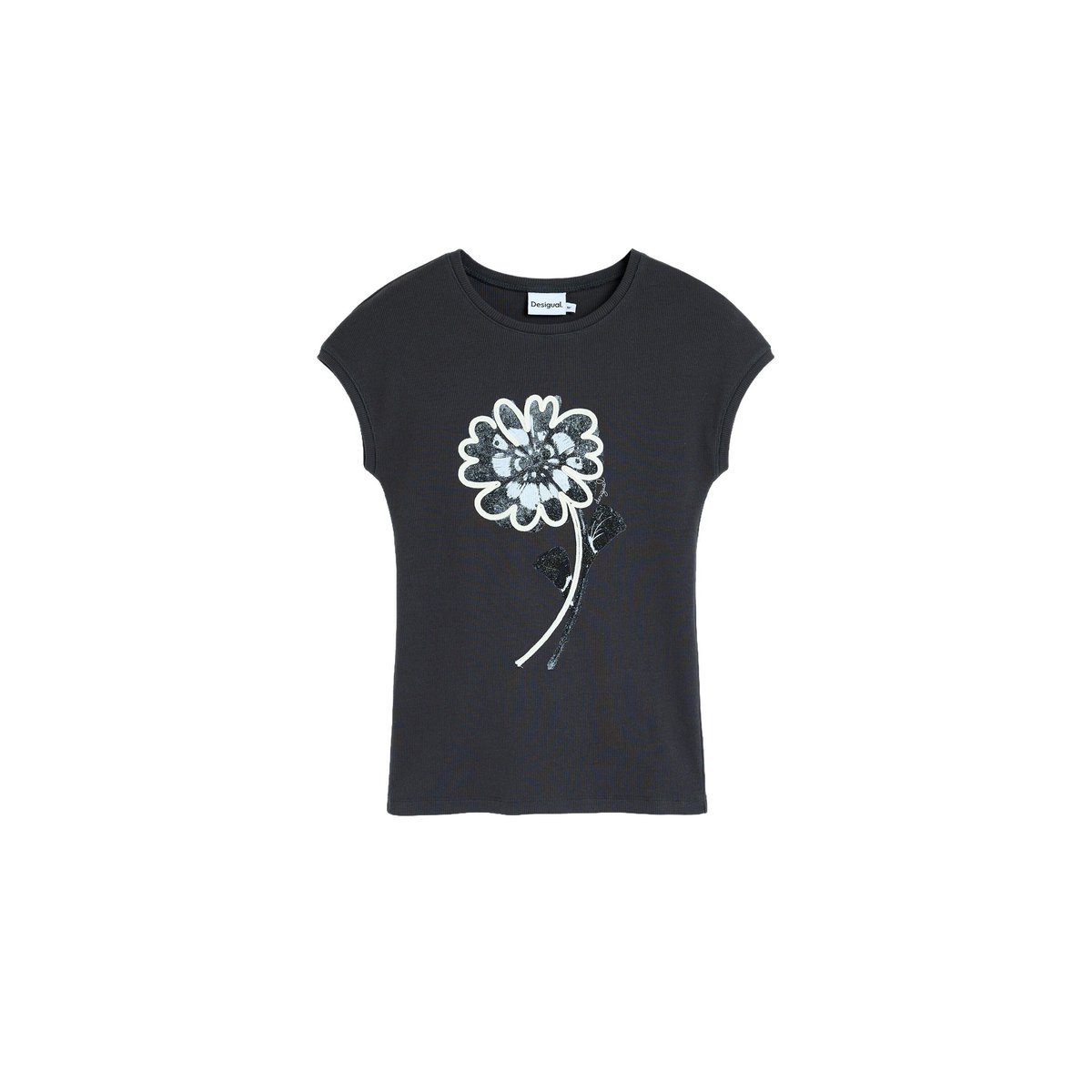 T-shirt à imprimé floral noir, DESIGUAL
