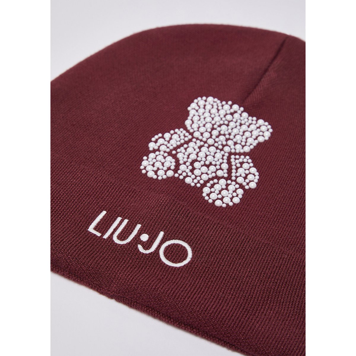 Chapeau en Tricot avec Strass rouge foncé, LIU JO