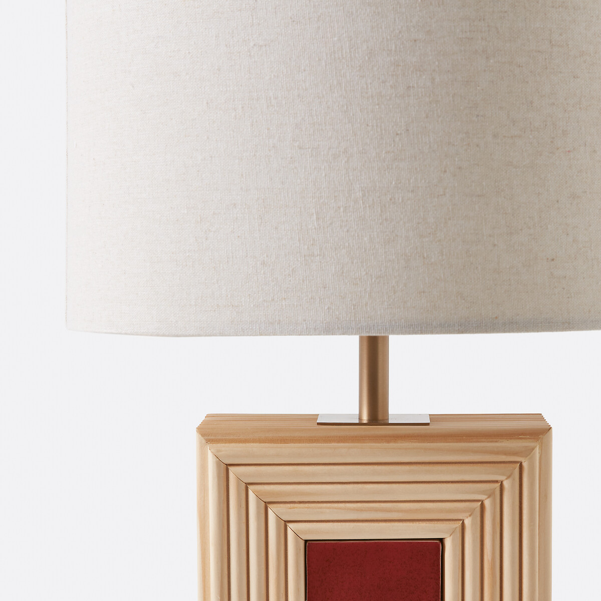 Lampe à poser en rotin et céramique, abat-jour en lin, CÉRABI naturel/terre de sienne, LA REDOUTE INTERIEURS