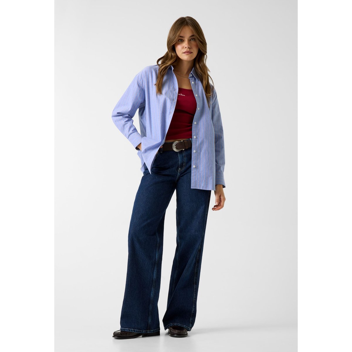 Chemise Oxford Oversize bleu ciel, GUESS