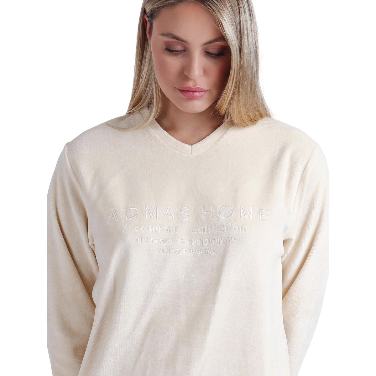 Pyjama pantalon top manches longues Comfort Home beige, ADMAS