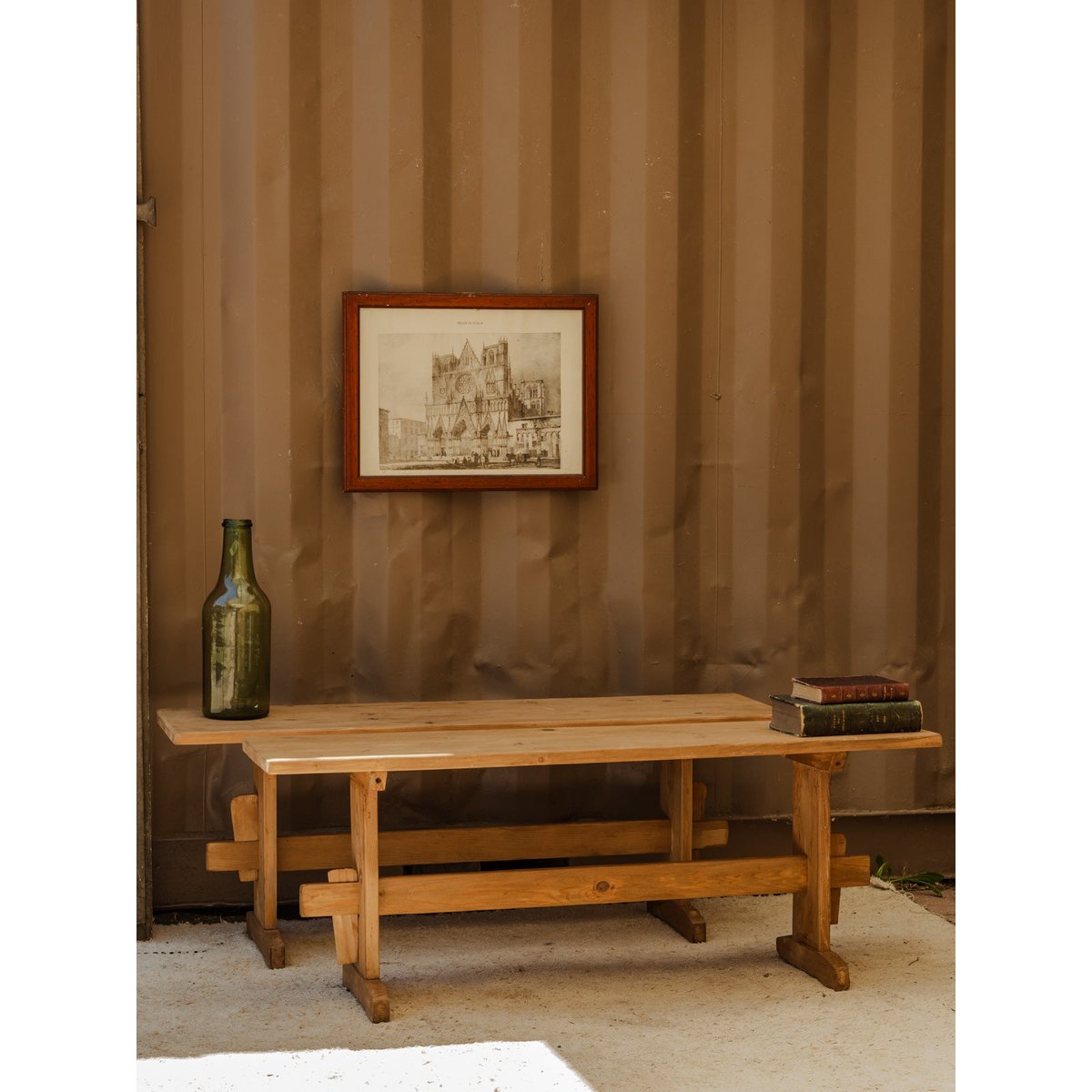 Paire de bancs en bois Antoine N°463 - Bon état bois clair, DEBONGOUT