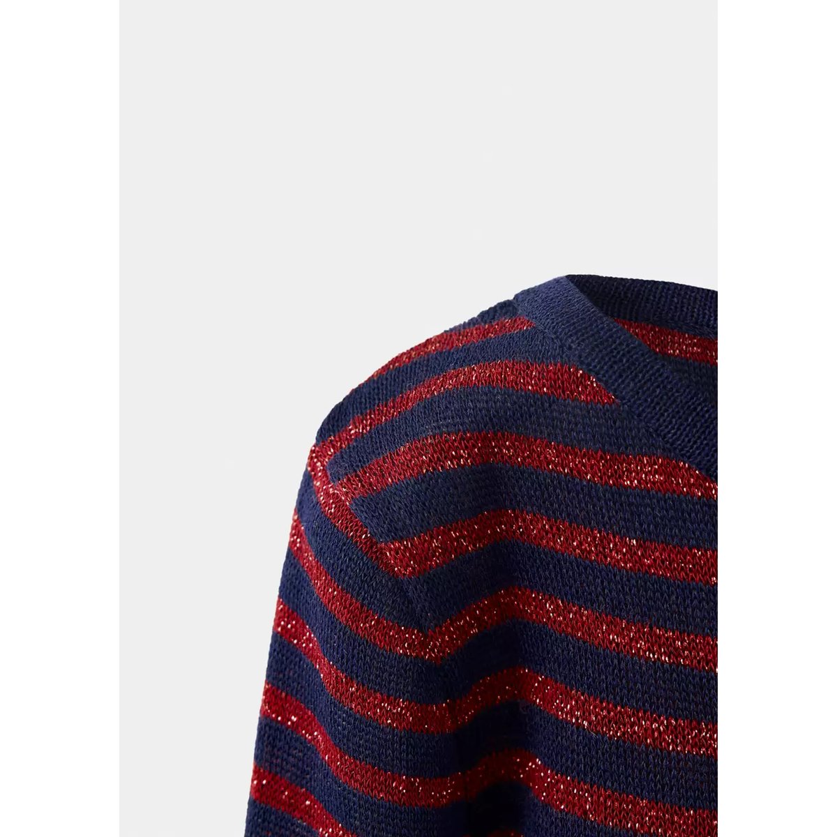 Pull-over à rayures fil textile bleu marine, MANGO