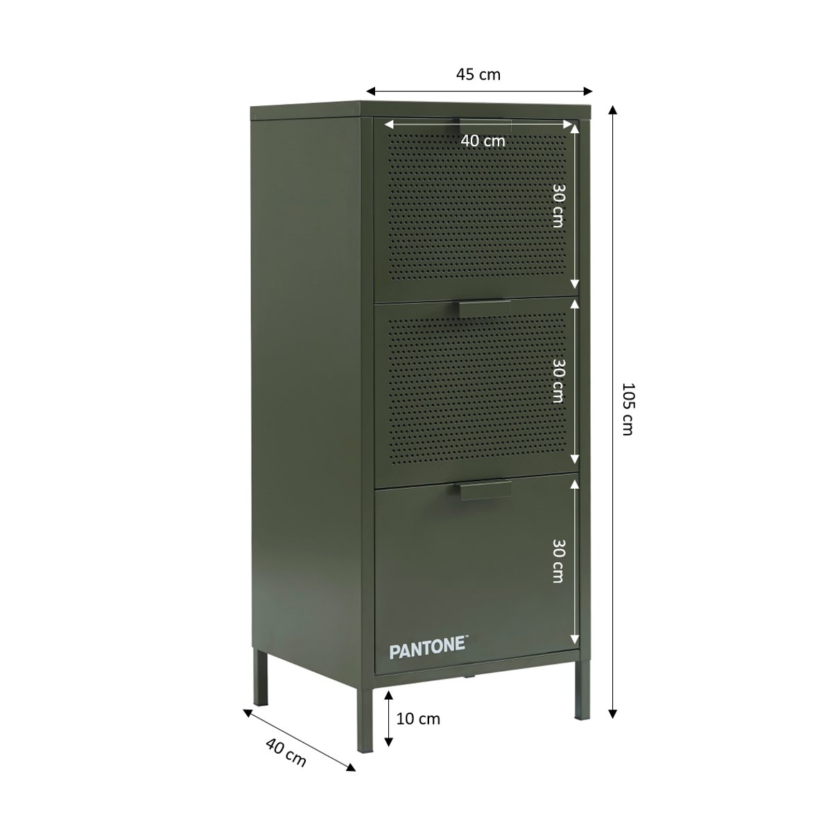Caisson de bureau en acier vert olive / tcx 19-0516, PANTONE