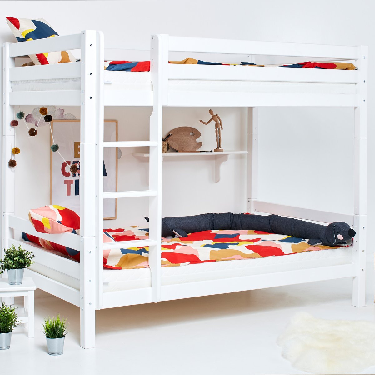 Lit Superposé pin massif ECO LUXURY blanc, HOPPEKIDS