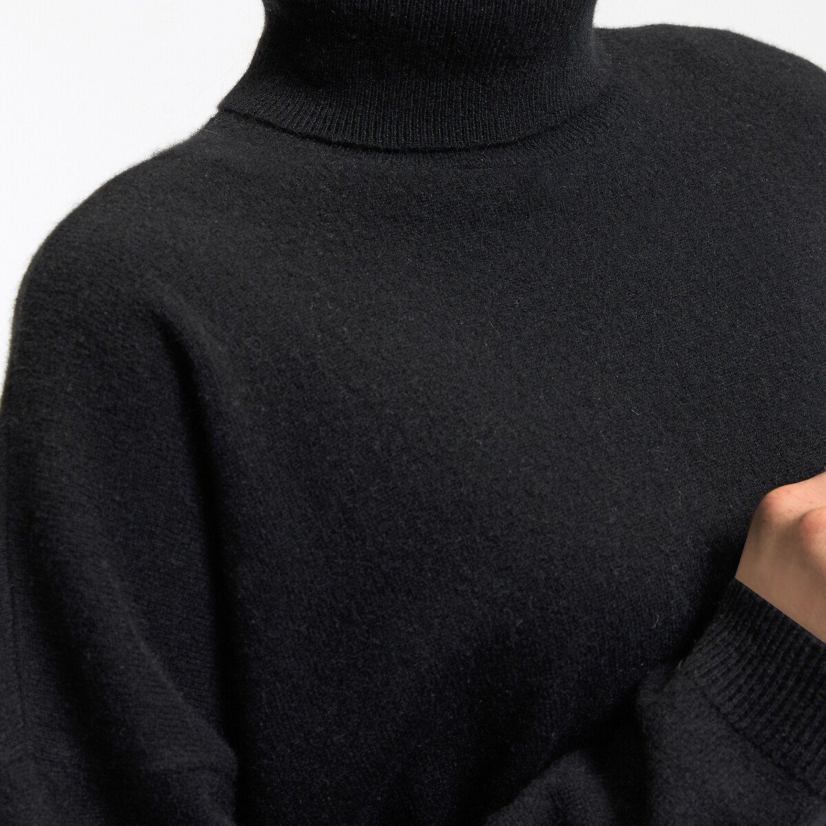 Pull col roulé, en fine maille cachemire noir, LA REDOUTE COLLECTIONS
