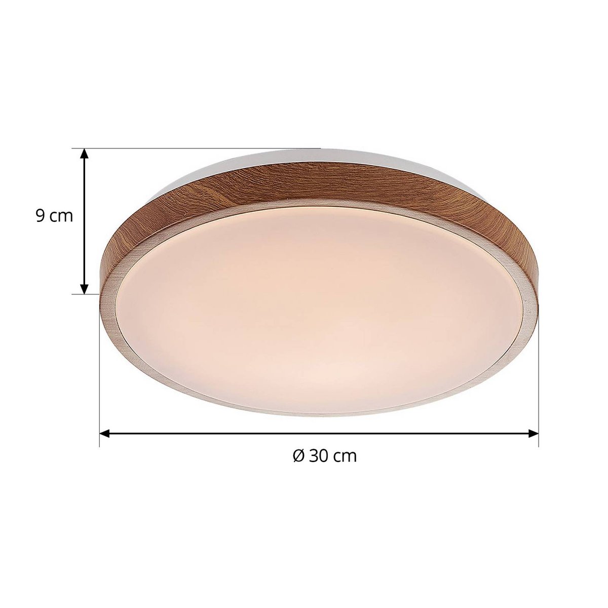 Plafonnier  moderneLED, Mendosa bois clair, blanc, LINDBY