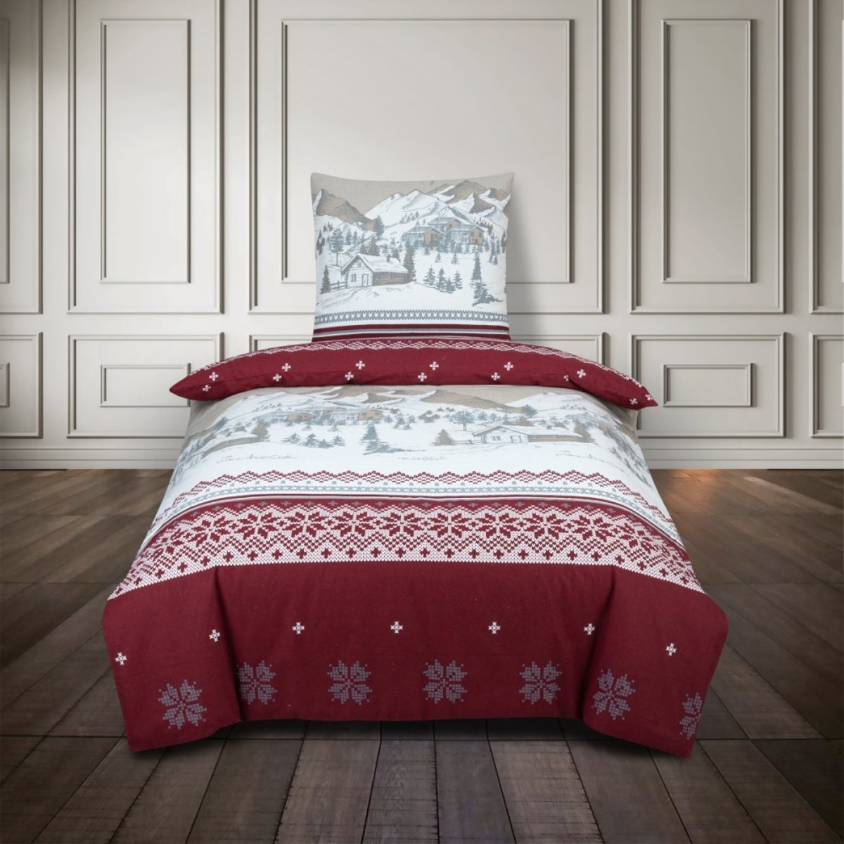Housse De Couette Flanelle 140x200 + 1 Taie D'oreiller rouge, DECORATIE