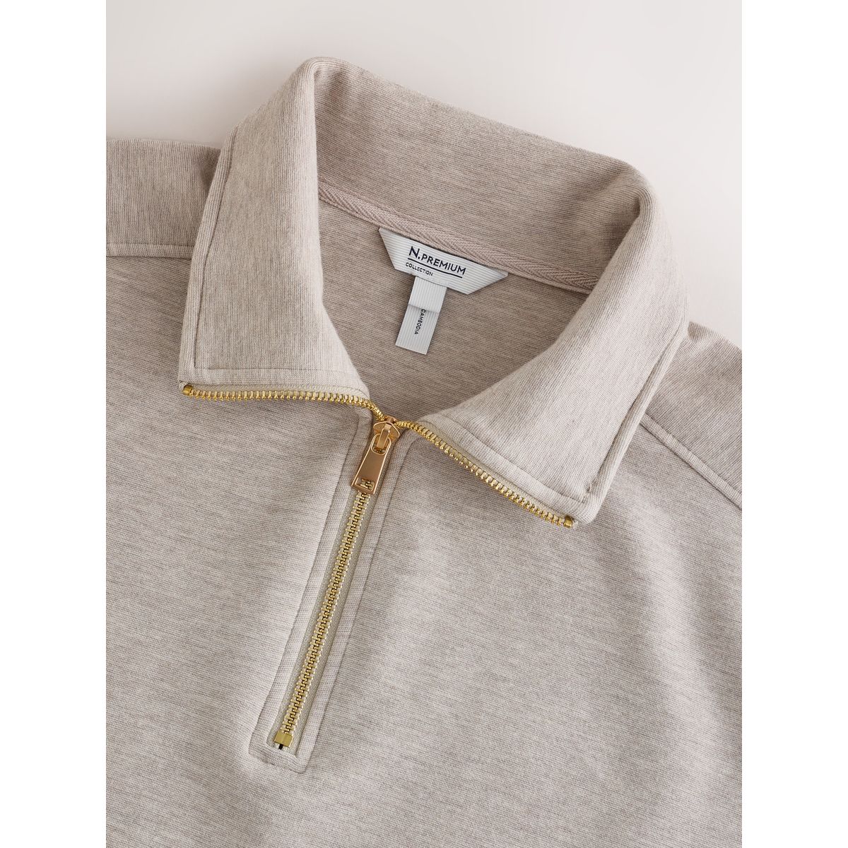 Sweat à col zippé n. premium naturel, NEXT