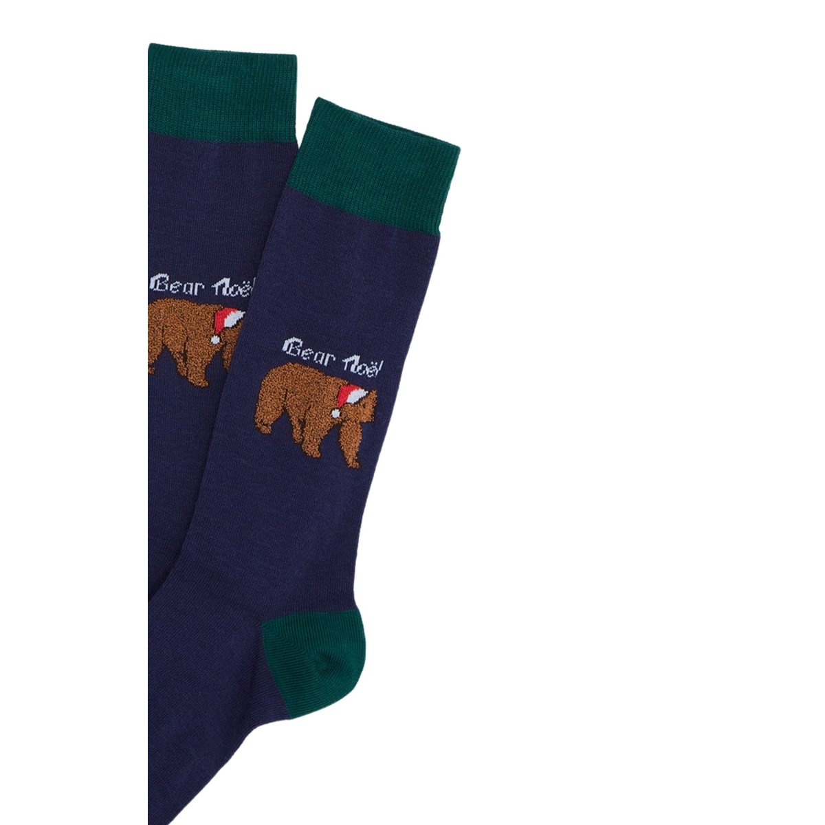 Chaussettes en coton imprimé Bear Noël Marine Made in France marine, ARTHUR