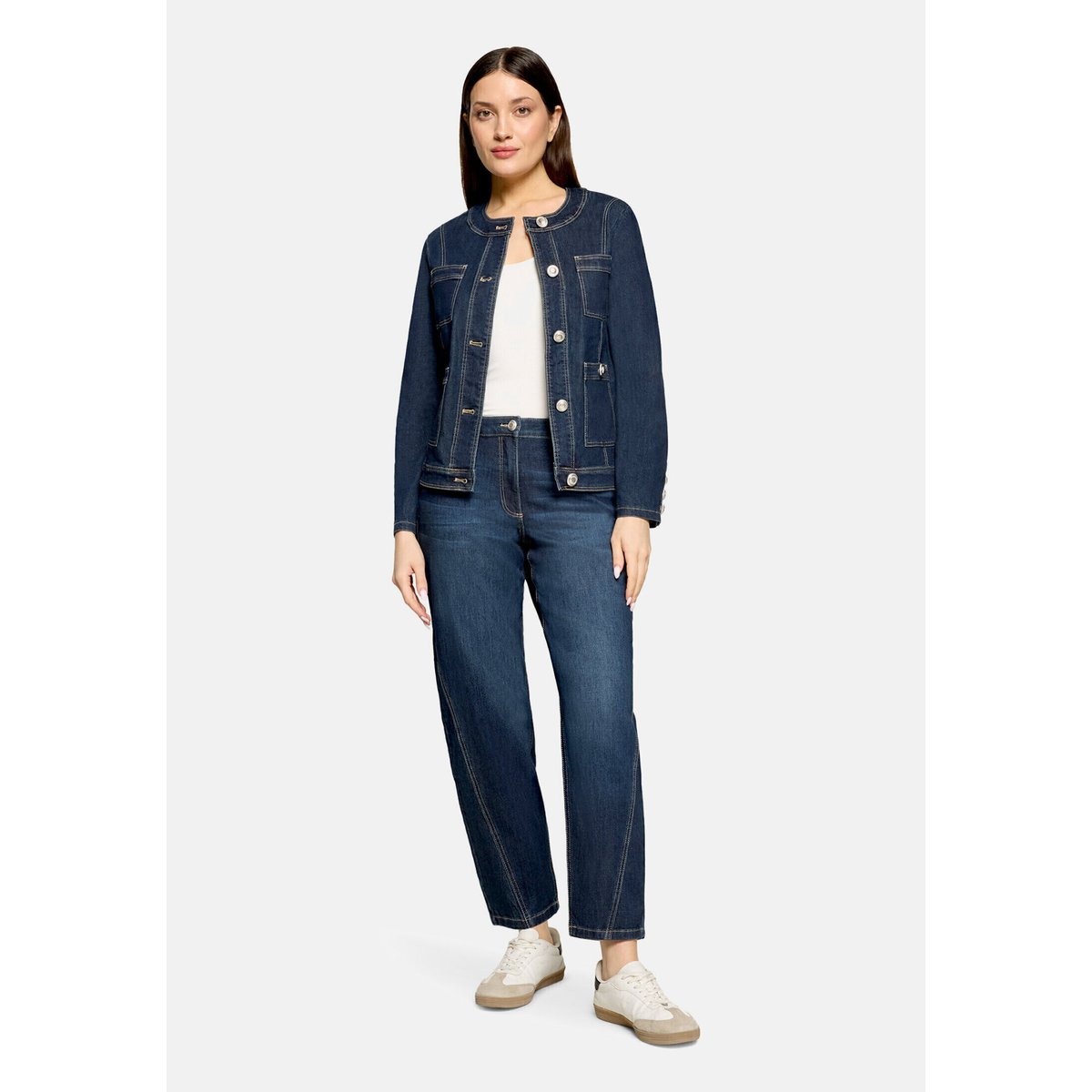 Pantalon casual unicolore dark blue denim, BETTY BARCLAY