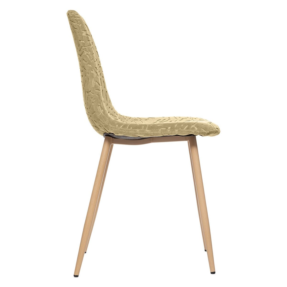 Lot de 4 chaises scandinaves en velours ajouré ROKA jaune, TOILINUX