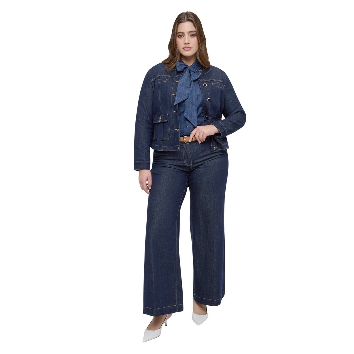 Jean Wide Leg avec ceinture amovible bleu, FIORELLA RUBINO