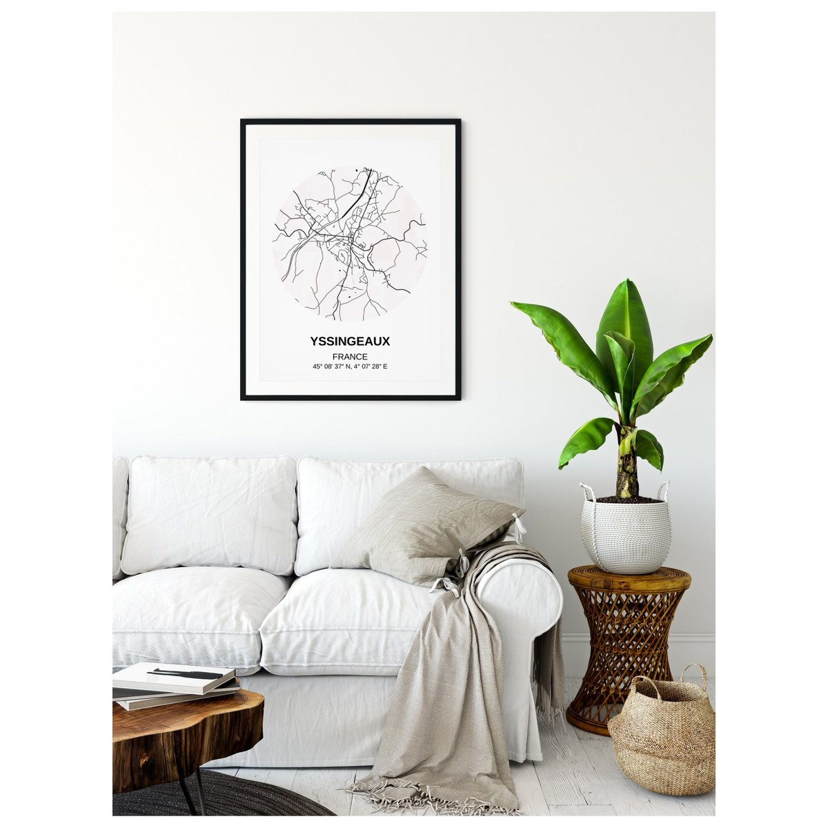 Affiche Carte Yssingeaux blanc, L'AFFICHERIE