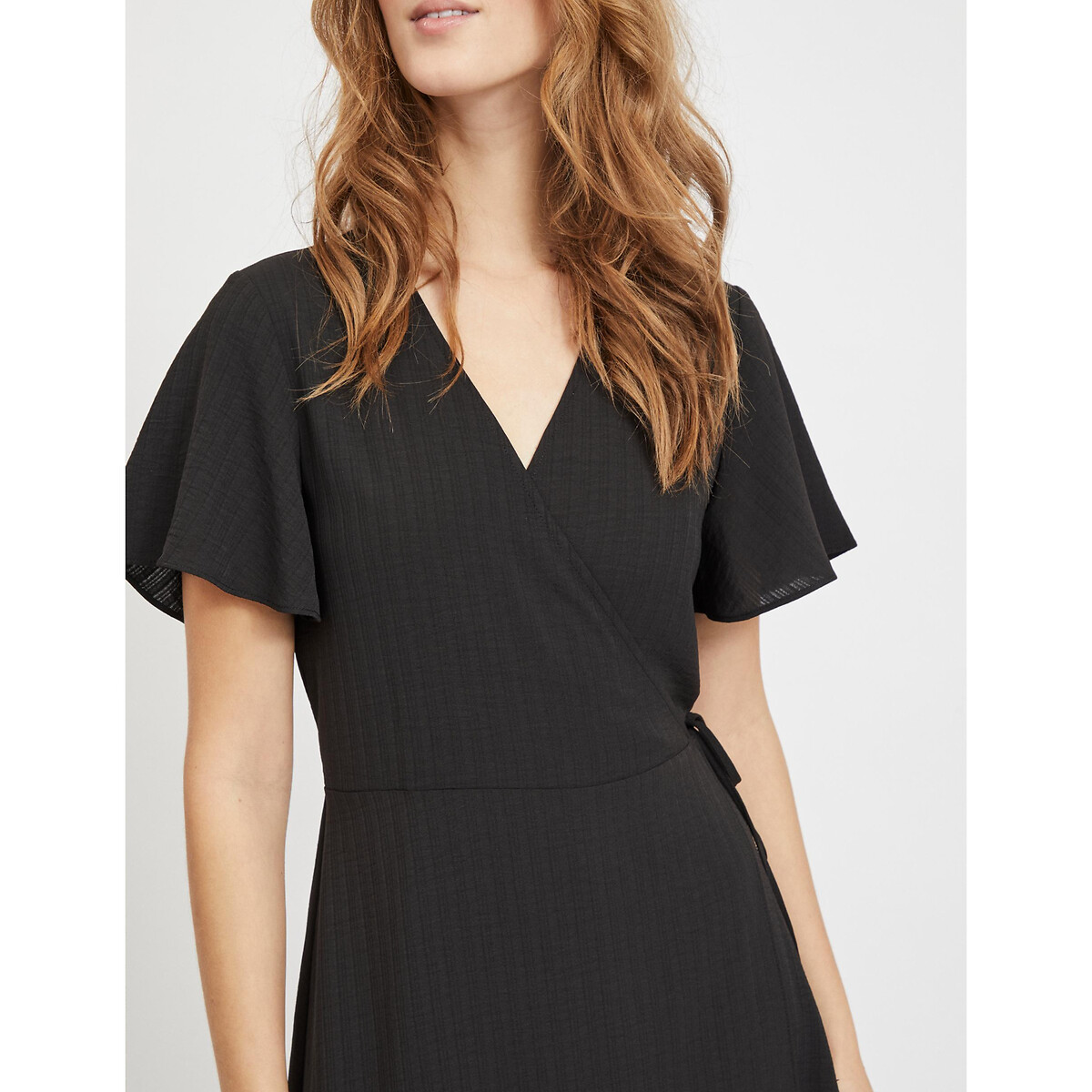 Robe portefeuille longueur midi noir, VILA