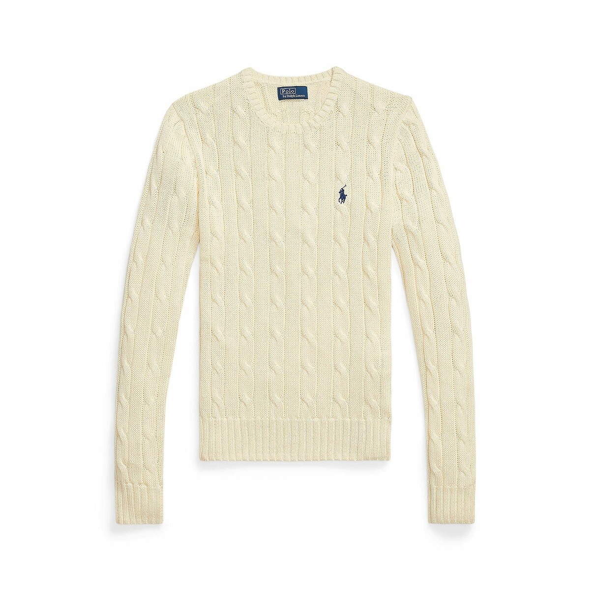 Katoenen kabeltrui met ronde hals creme   , POLO RALPH LAUREN
