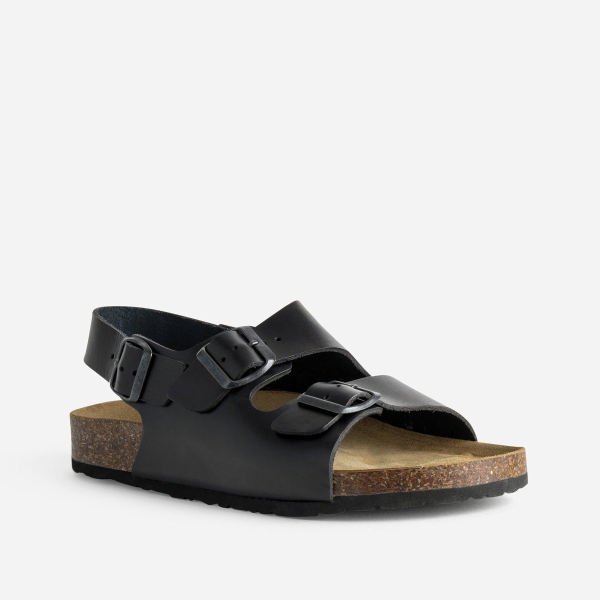 Sandale Plate en cuir NOE noir, ERAM