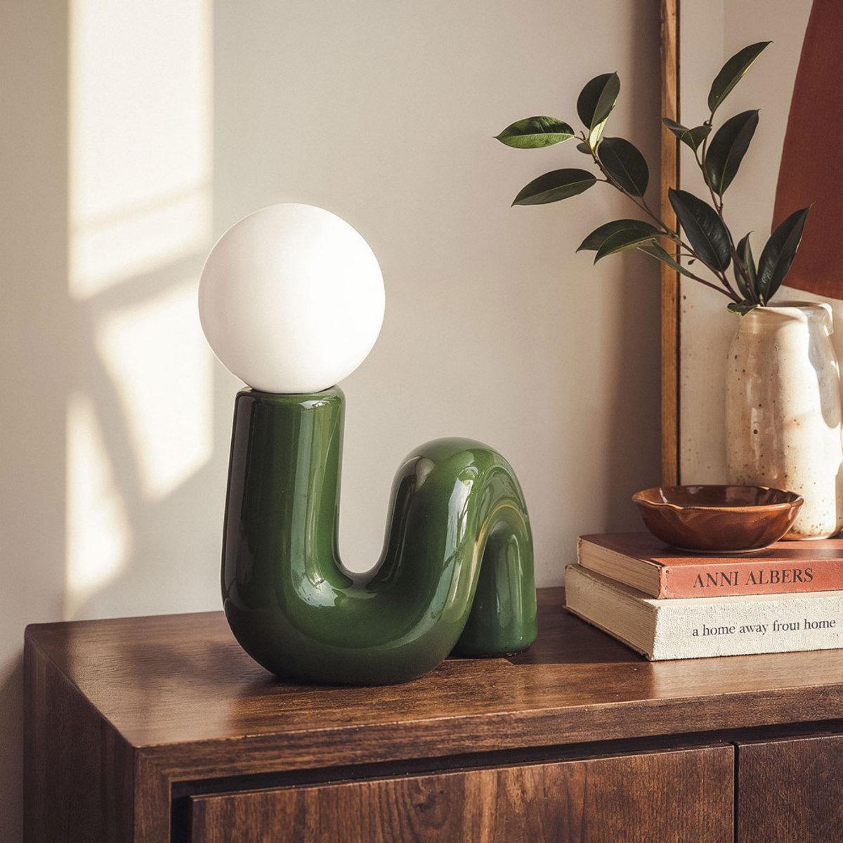 Lampe à poser en céramique- LEONIE vert, DRAWER