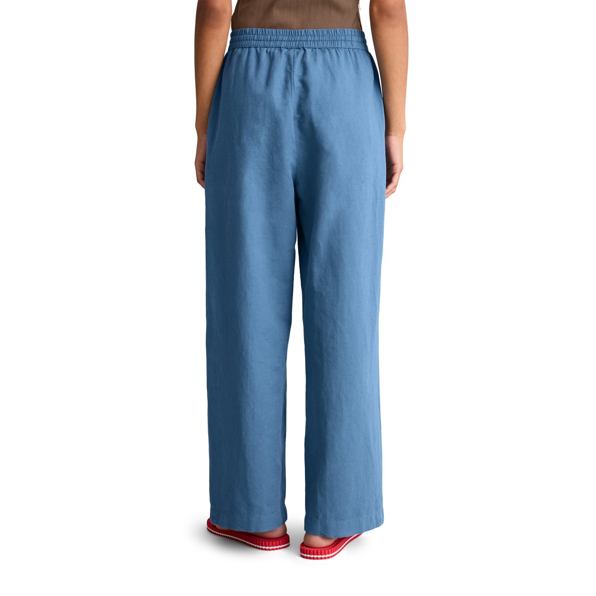 Pantalon à enfiler regular en mélange de lin et de coton bleu, MARC O’POLO DENIM