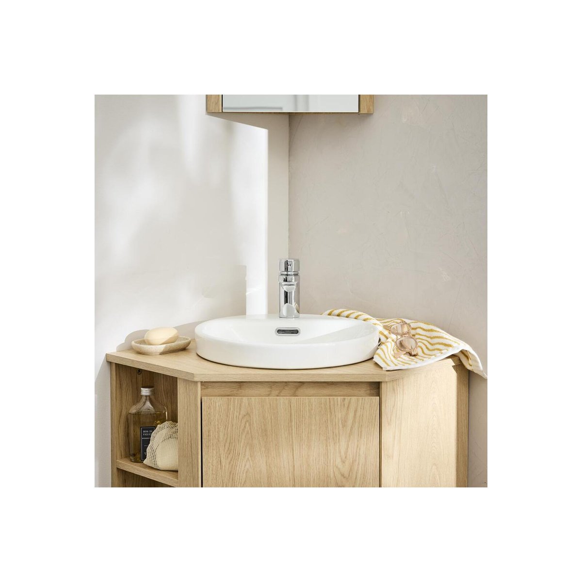 Vasque semi encastrée ronde en céramique blanche 37cm LEA blanc, MOB IN