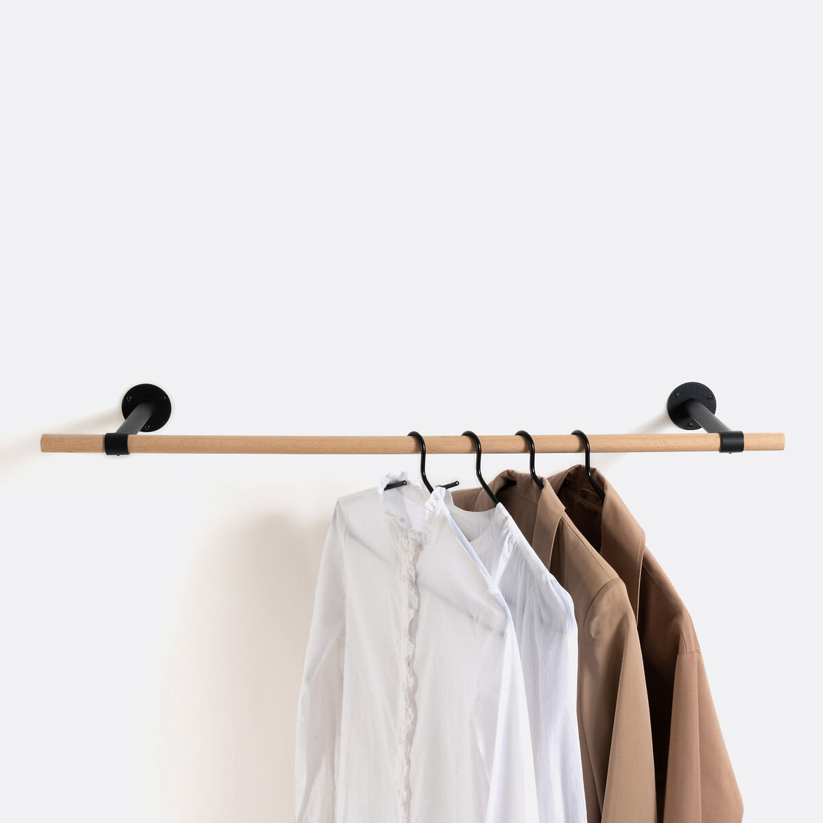Kane Oak and Metal Hanging Rail black/wood, LA REDOUTE INTERIEURS
