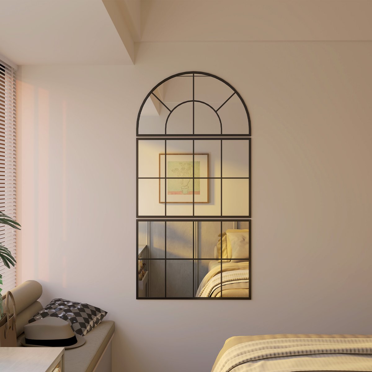 Miroir mural Verre Noir noir, HOMCOM