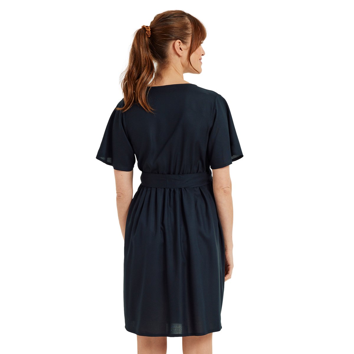 Robe courte fluide portefeuille unie grossesse et allaitement noir, VERTBAUDET
