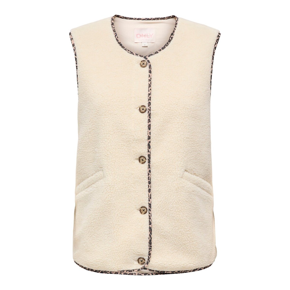 Veste sans manches en sherpa ecru, ONLY