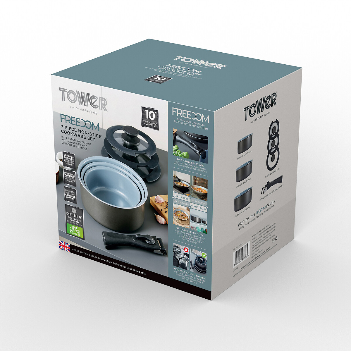 7-Piece Freedom Pan & Cookware Set graphite, TOWER