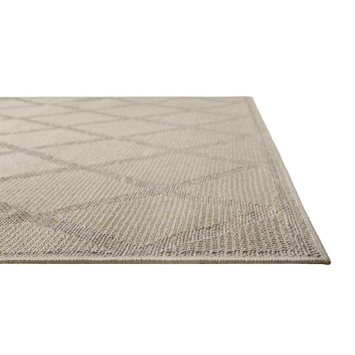 Tapis intérieur extérieur motif losanges , BERGAMO beige gris, HOMIE LIVING