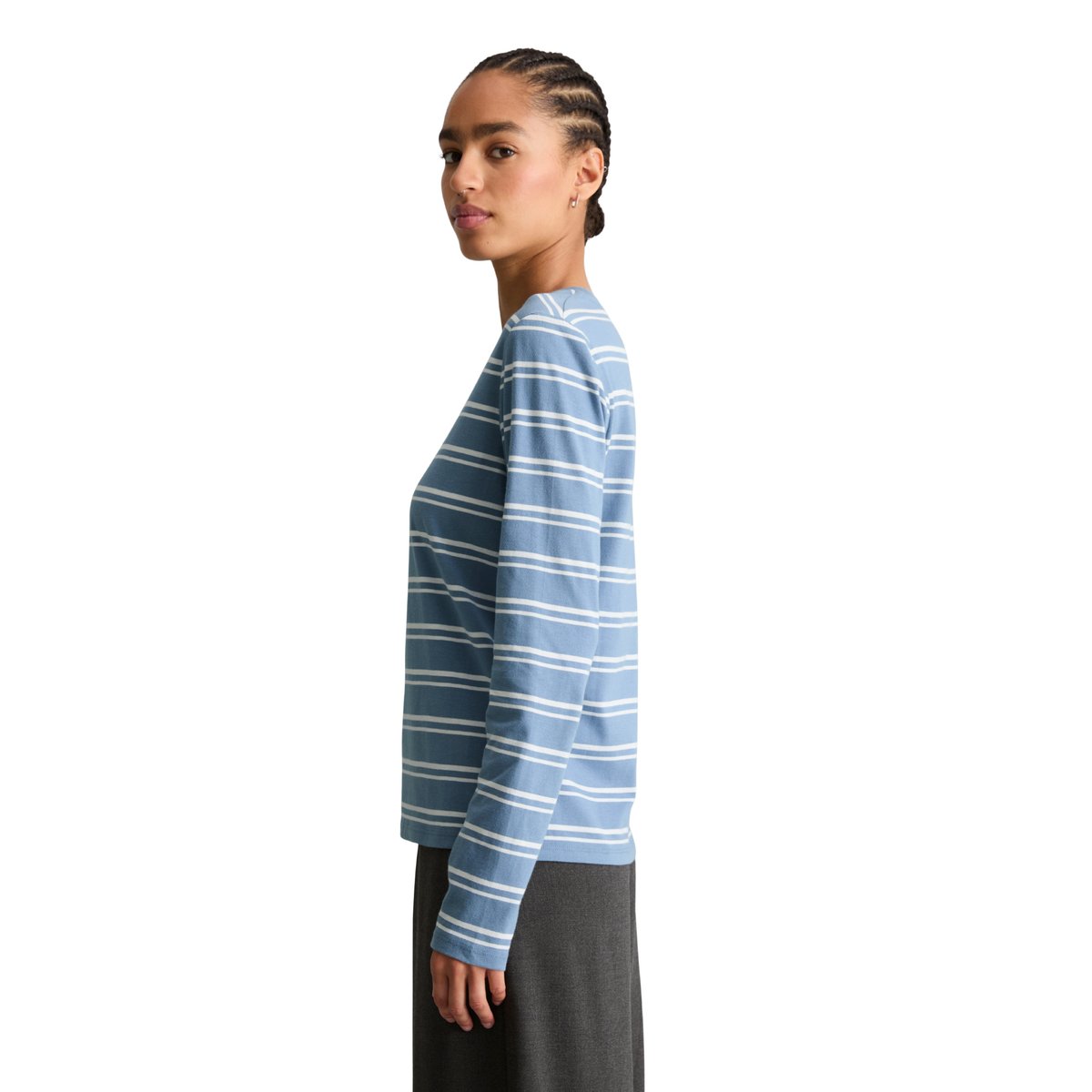 T-shirt à manches longues rayé, coupe classique en coton biologique bleu, MARC O’POLO DENIM