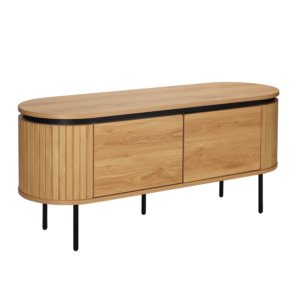 Meuble TV 120 cm en mélaminé, HEMERA bois clair, OVIALA