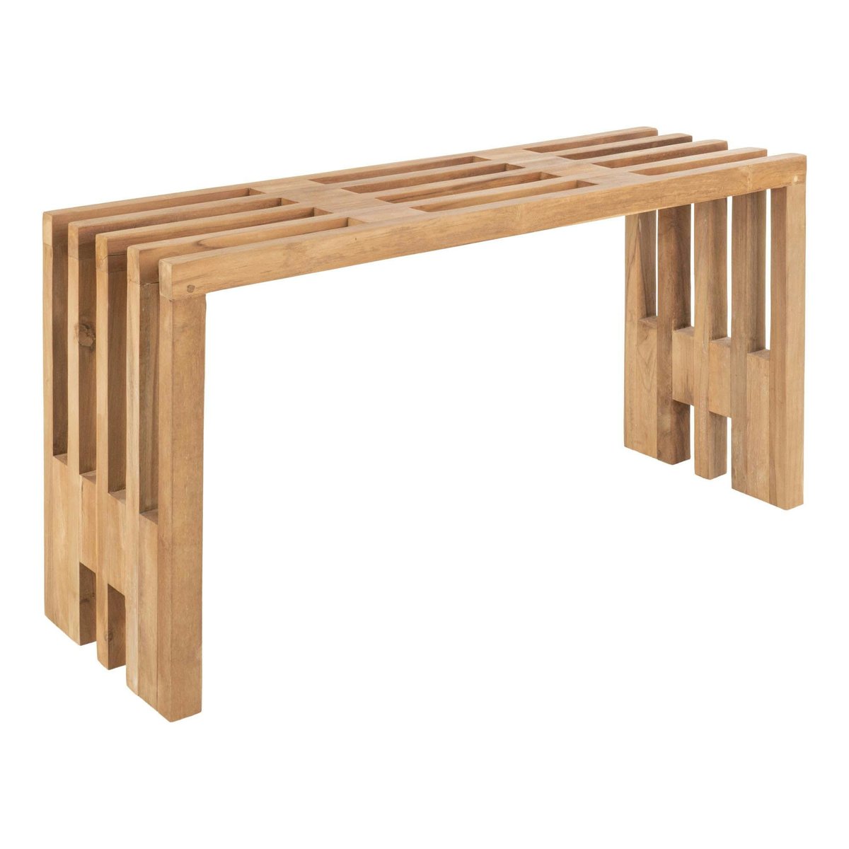 Banc de jardin en bois de teck sans dossier 90 cm MENDOZA bois naturel, PIER IMPORT