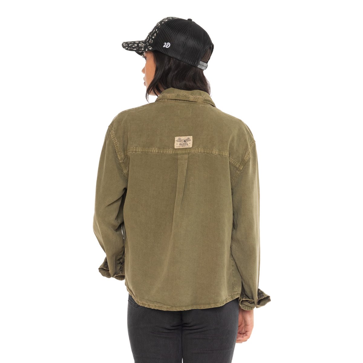 Chemise légère TAPE vert kaki/noir, VON DUTCH