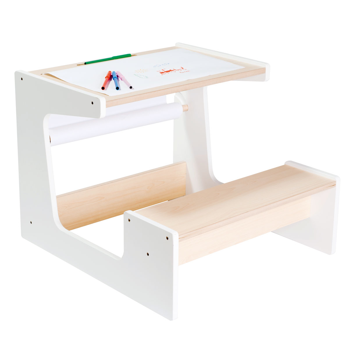 Petit bureau enfant d'écolier blanc, OXYBUL