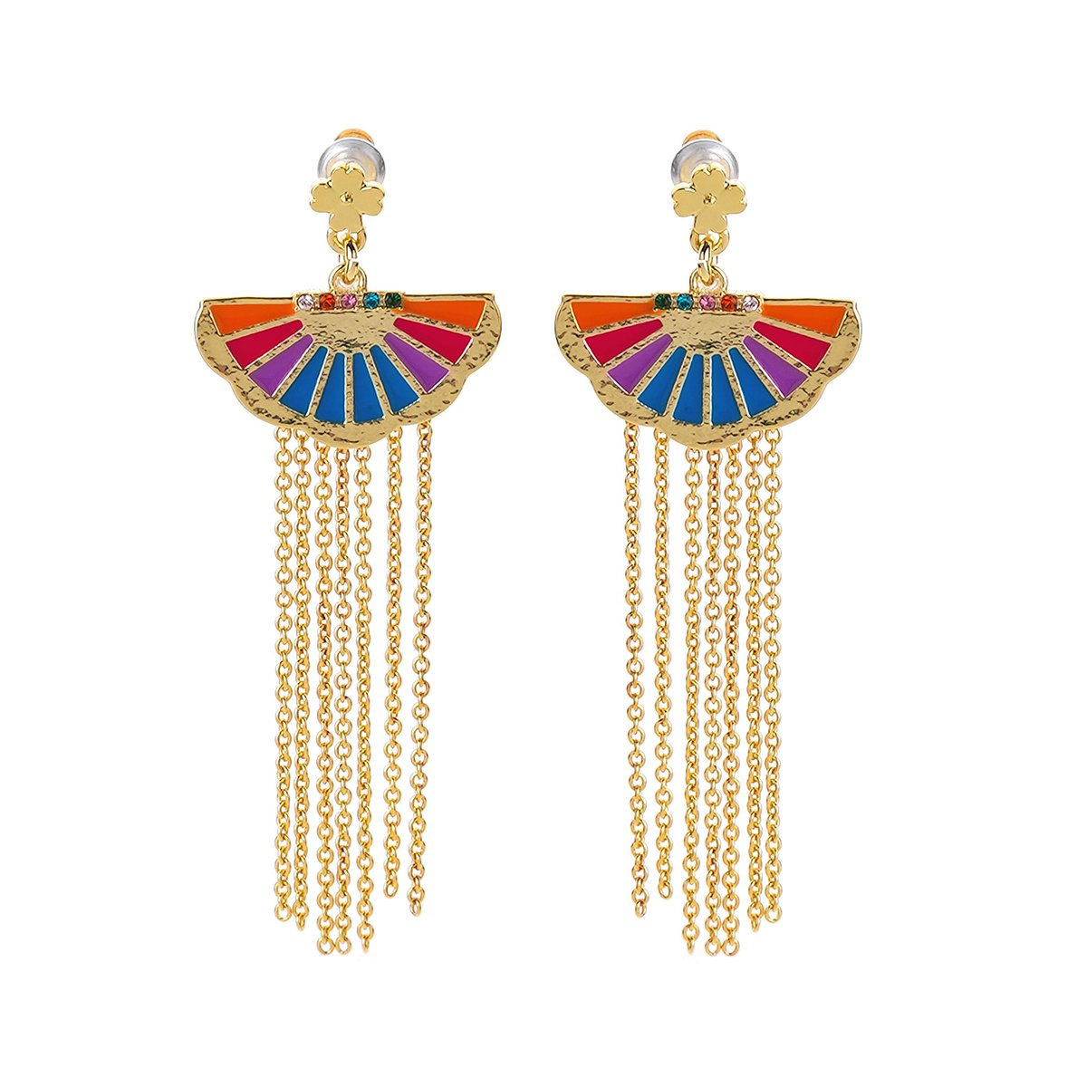 Boucles d'oreilles avec cabochon et chaînes pour oreilles percées SANCHO multicolore, HIPANEMA