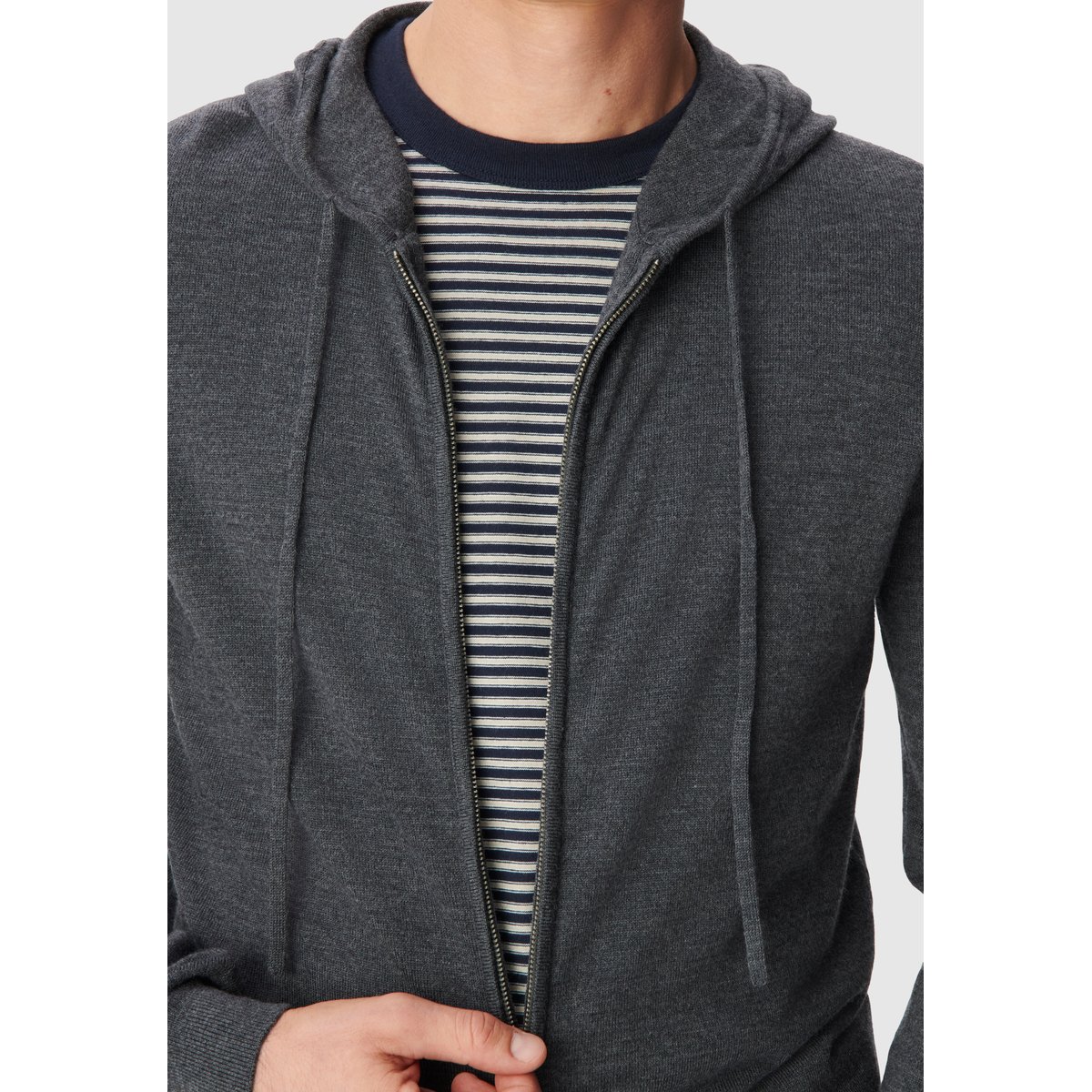 Cardigan à capuche tricot 100% laine gris foncé, IKKS