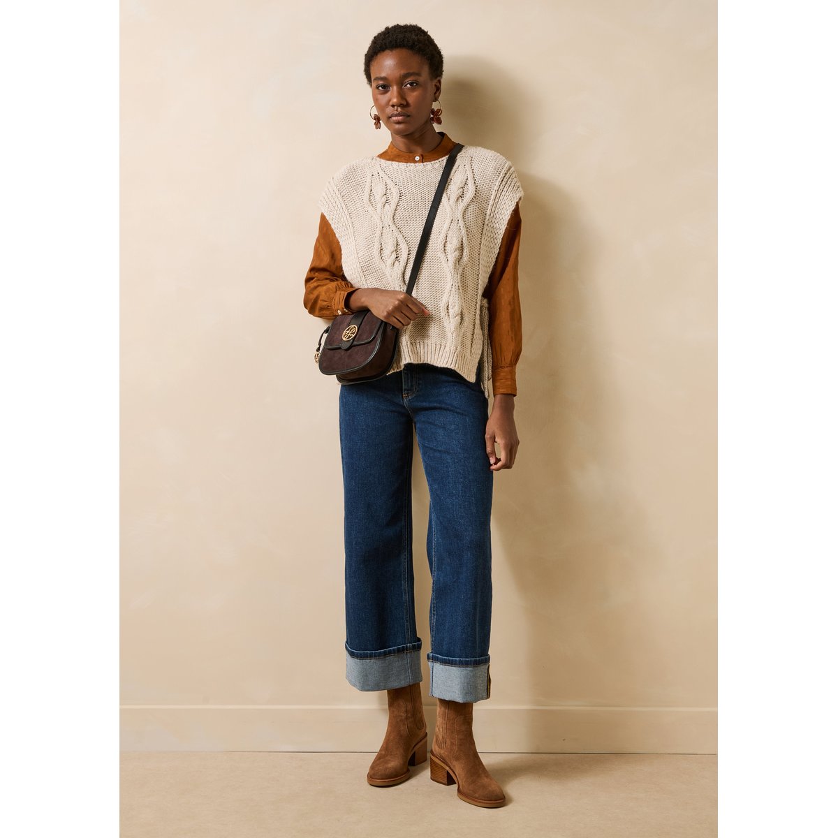 Pull manches courtes col bateau greige, LA FEE MARABOUTEE