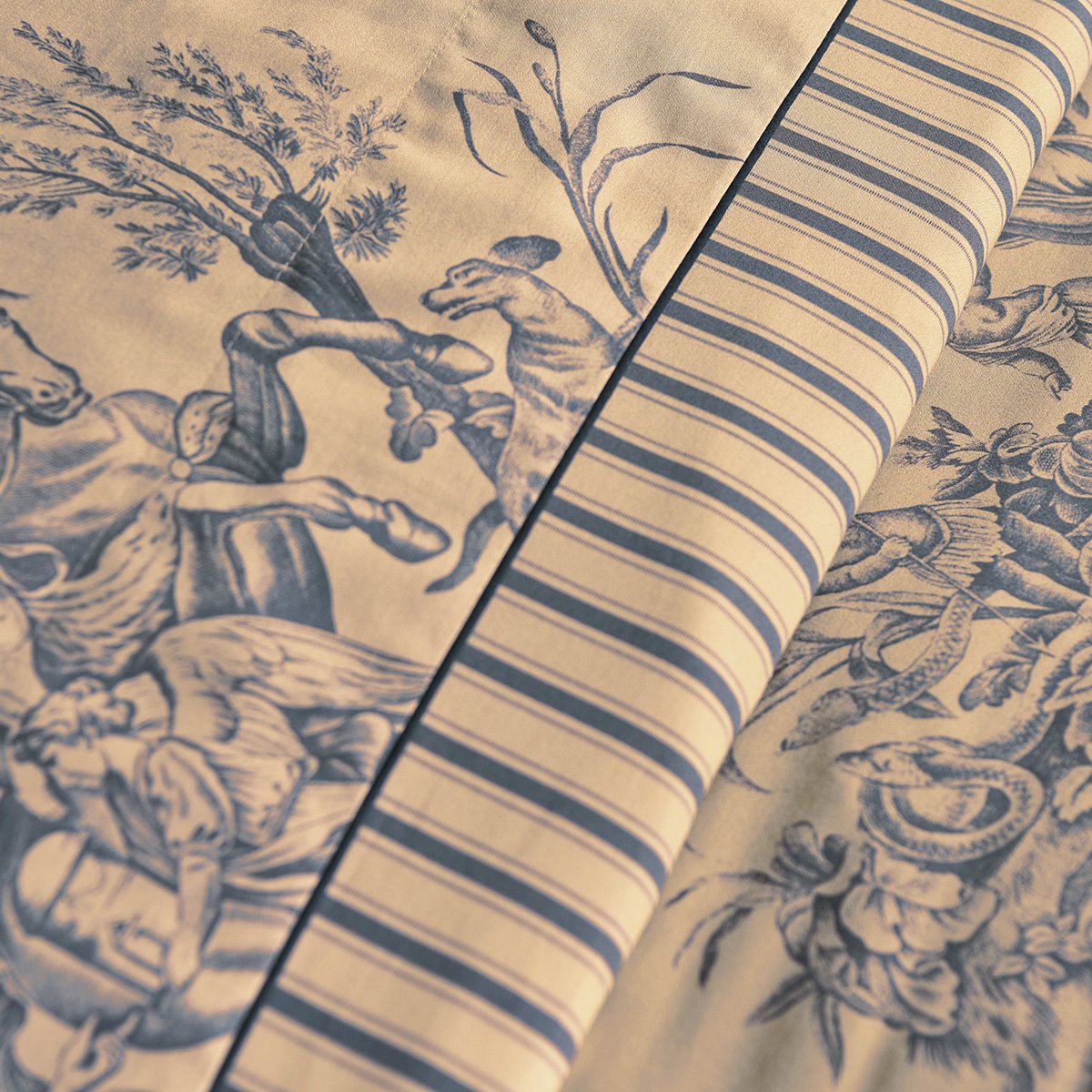 Drap Plat 4 CONTINENTS 4_continents_beige_bleu, ANNE DE SOLENE