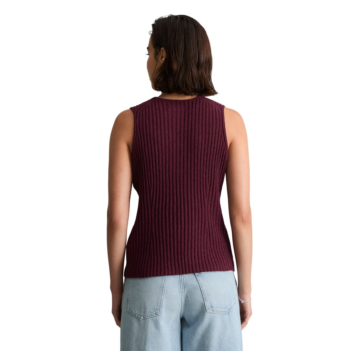 Gilet slim en mélange de coton organique côtelé rouge fonce, MARC O’POLO DENIM