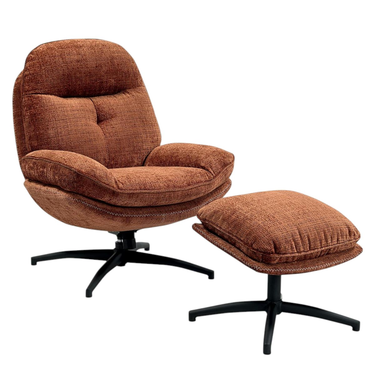 Fauteuil détente pivotant anthracite avec repose pieds IENA rouille, PIER IMPORT