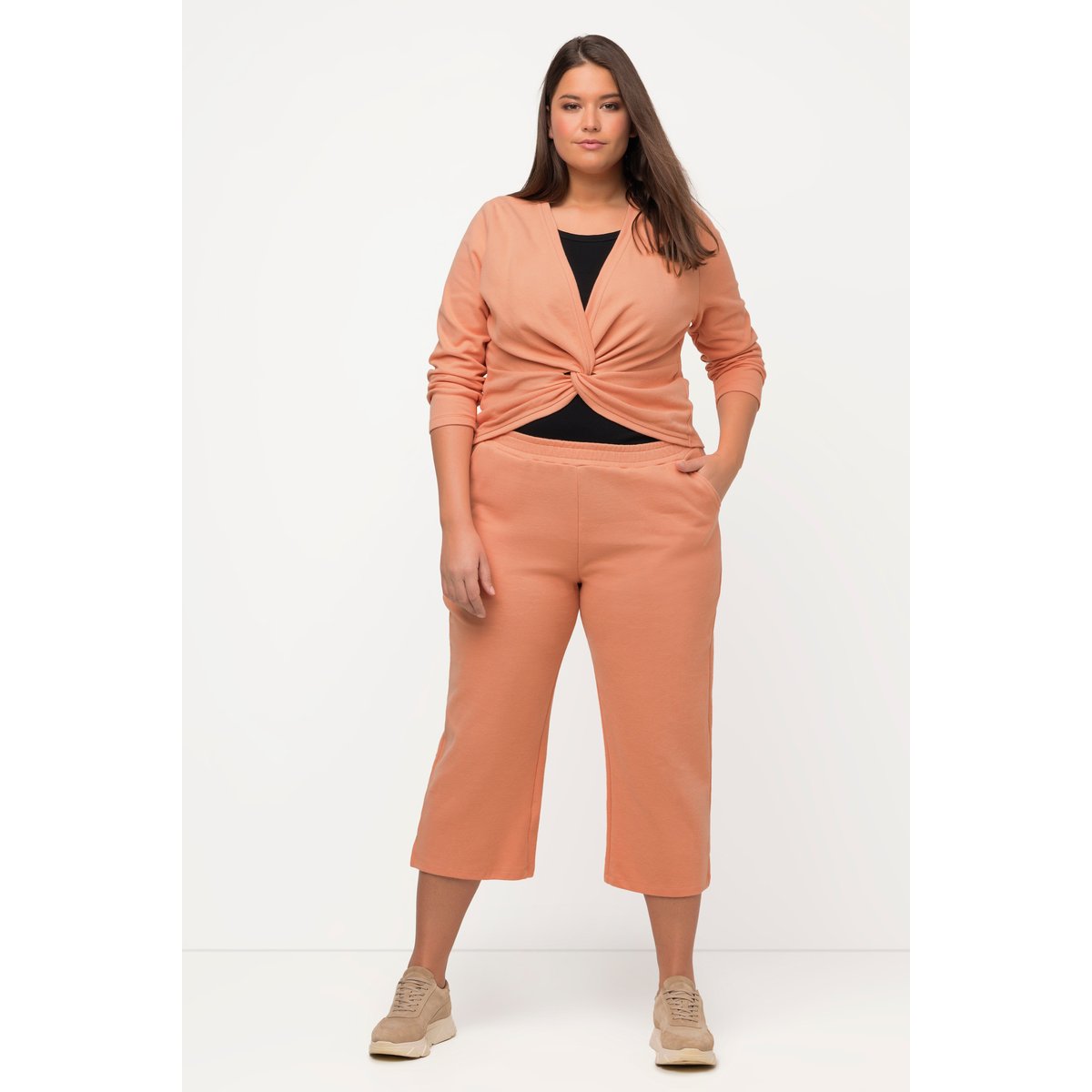 Jupe-culotte en molleton, longueur au mollet rouge-beige, ULLA POPKEN