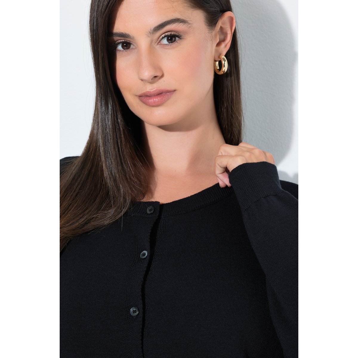 Cardigan de Noël, sapins brodés noir, ULLA POPKEN