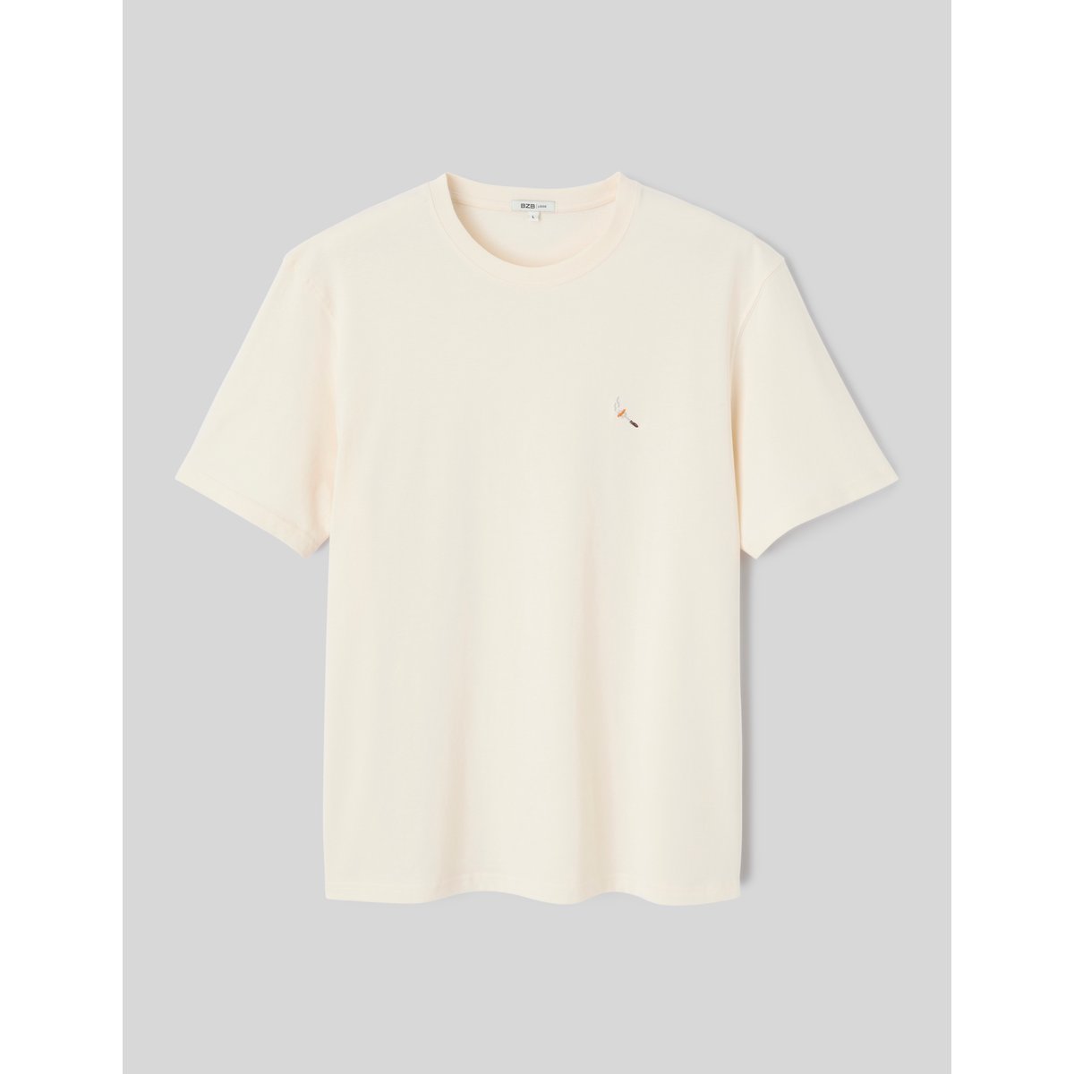 T-shirt broderie poitrine naturel, BZB