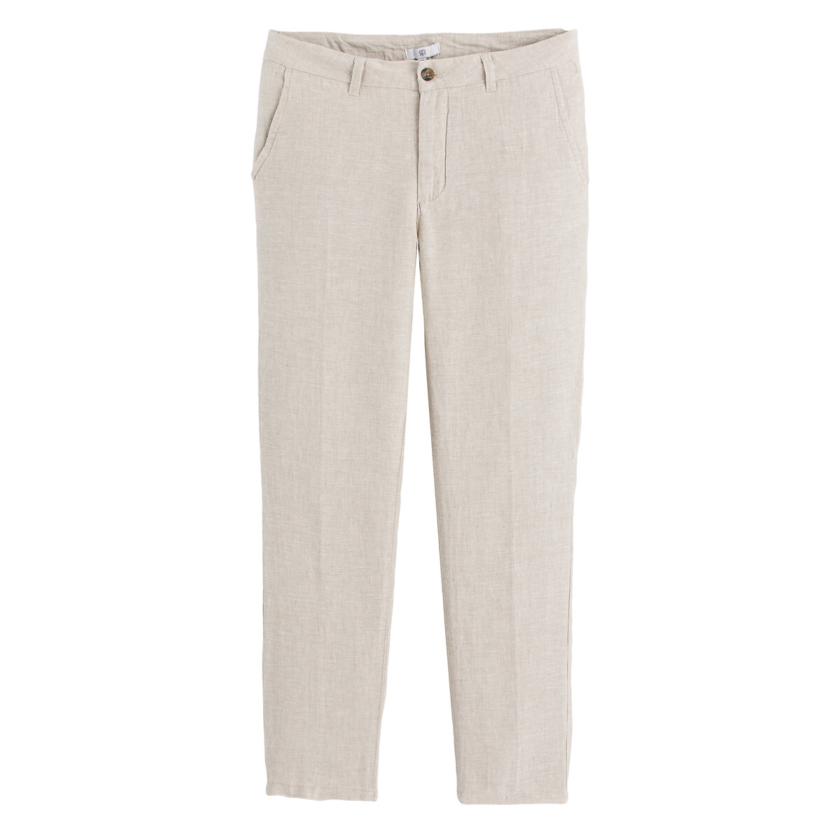 Straight Trousers in Linen Signature ISAAC natural beige, LA REDOUTE COLLECTIONS