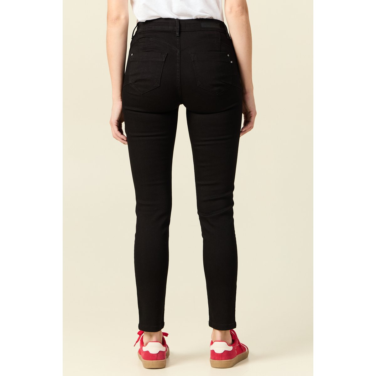 Jeans skinny push up 7/8ème denim noir, BONOBO