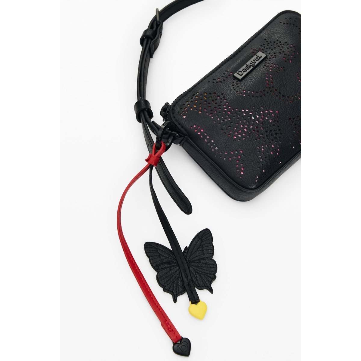 Petit porte-monnaie bandoulière charm noir, DESIGUAL